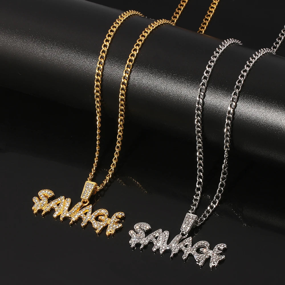 Hip Hop Chain Necklace Rock Iced Out Bling Pendant Gold Silver Color Chains Necklaces Jewelry For Women Men Rapper Accessories