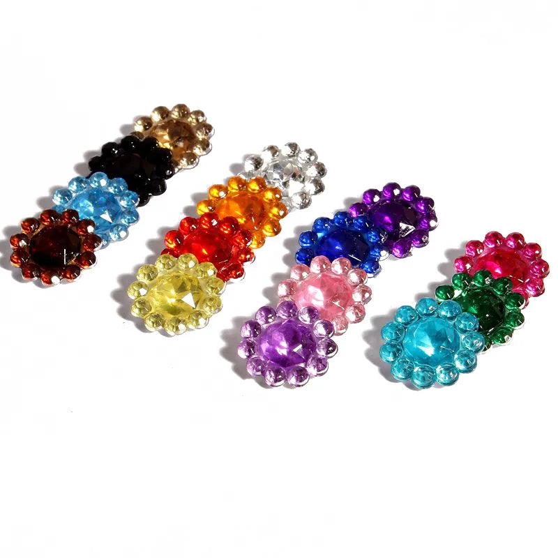 100pcs/pack 11mm 15colors Hotfix Bling Acrylic Pointback Rhinestone Buttons Artificial Plastic Decorative Crystal Strass Beads