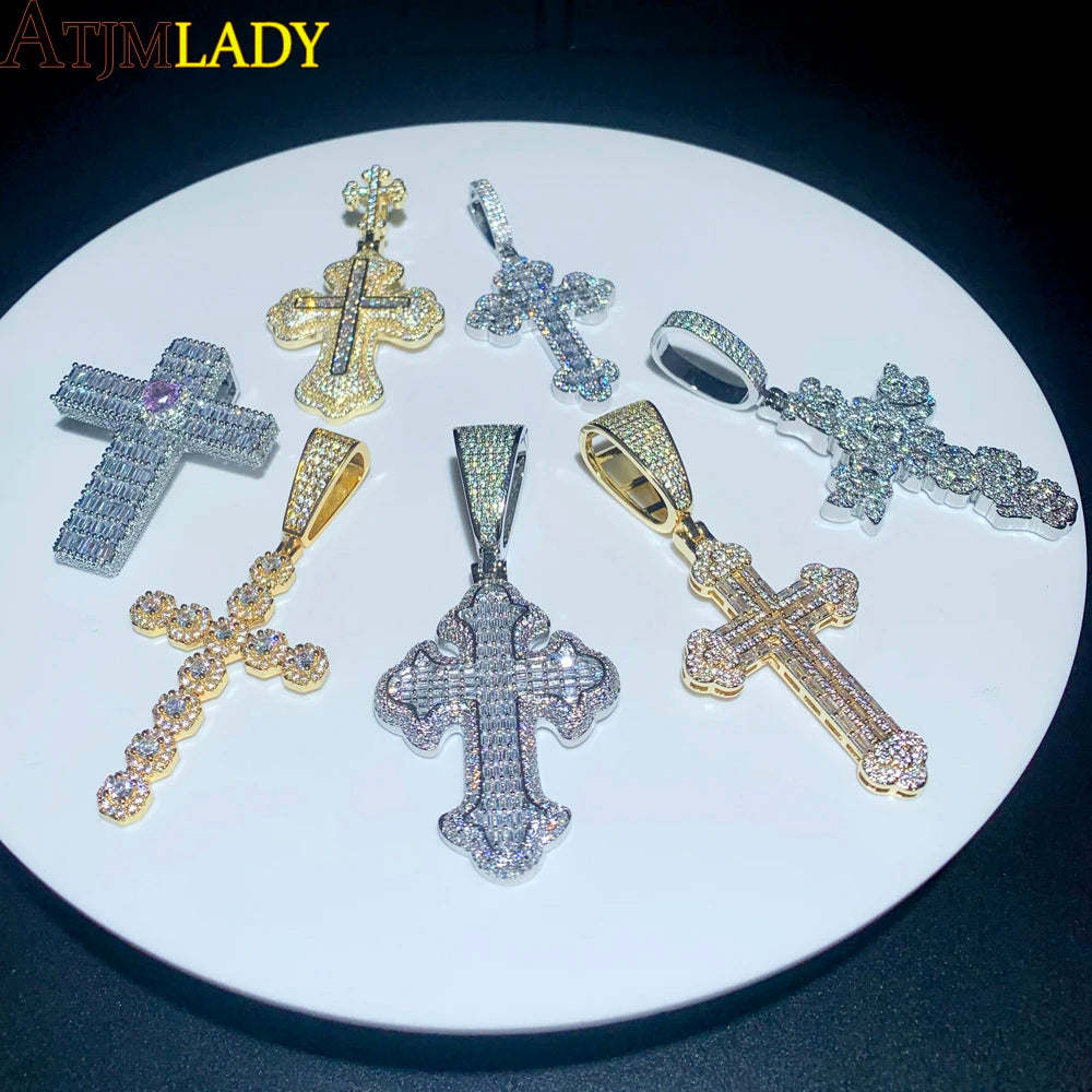 NEW! Hip Hop Double Cross Iced Out store Pendant